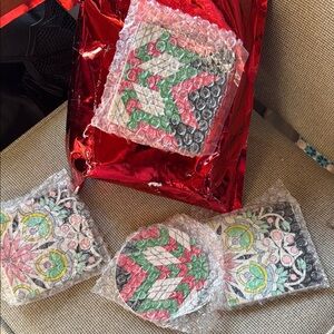 Colorful Geometric and Floral Coasters Set